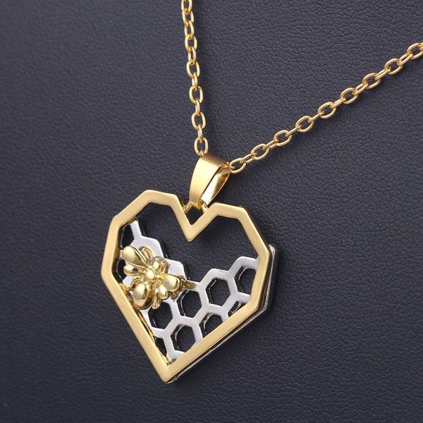 

chains love heart honeycomb necklace for women lightweight neck chain novelty jewelry gift mother ll@17, Silver