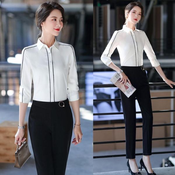 

women's blouses & shirts fashion women long sleeve ladies work wear blouse and white office uniform styles