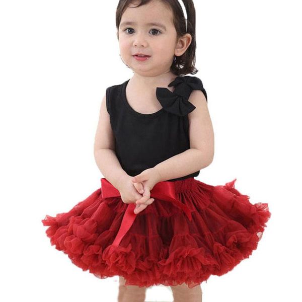 

skirts girls chiffon skirt pettiskirt fluffy tutu rok ballet dance princess feest childer solid color kids girl baby, Black