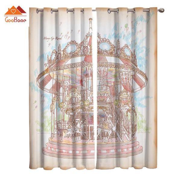 

curtain & drapes hand drawn carousel illustration window curtains living room outdoor fabric home decor