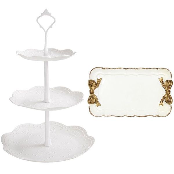 

other bakeware 1 set tray serving platter cake stand traydessert & pcs european retro bow storage resin fruit