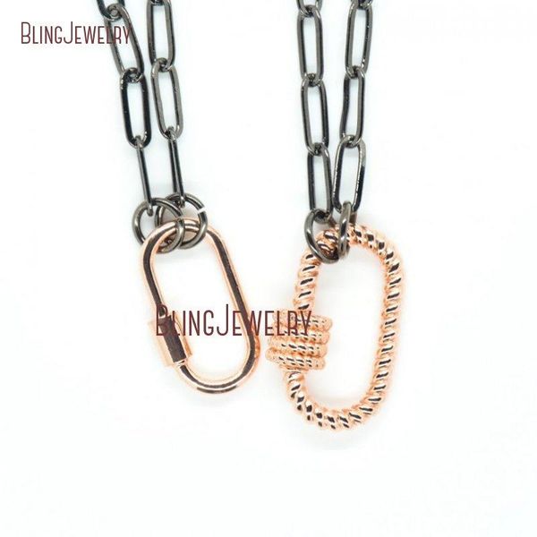 

pendant necklaces gunblack chain necklace baguette oval lock carabiner screw clasp nm29542, Silver
