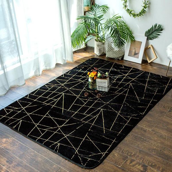 

carpets soft plush carpet for living room black with gold line fluffy thick rug bed floor mat kid anti-slip decor rugs