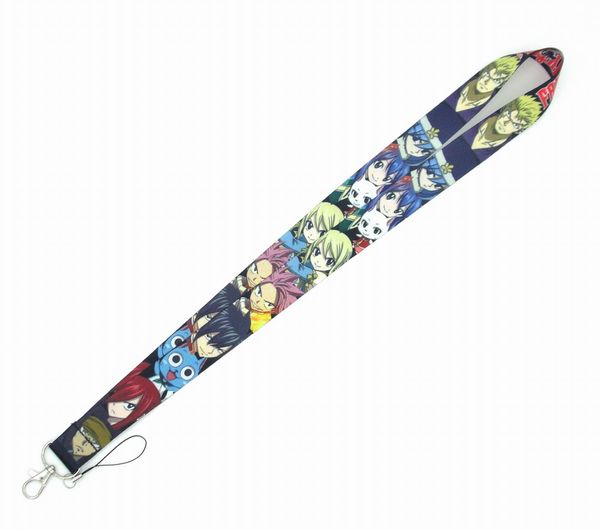 New 50pcs Keychain Japan Cartoon Fairy Tail cordão Id Id Batcher Keychain Straps para telefone celular por atacado