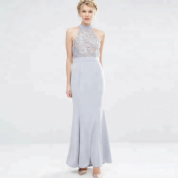 

party dresses 2021 evening dress mermaid satin latest halter neck lace bodice tie back maxi split laces backless floor length prom, White;black