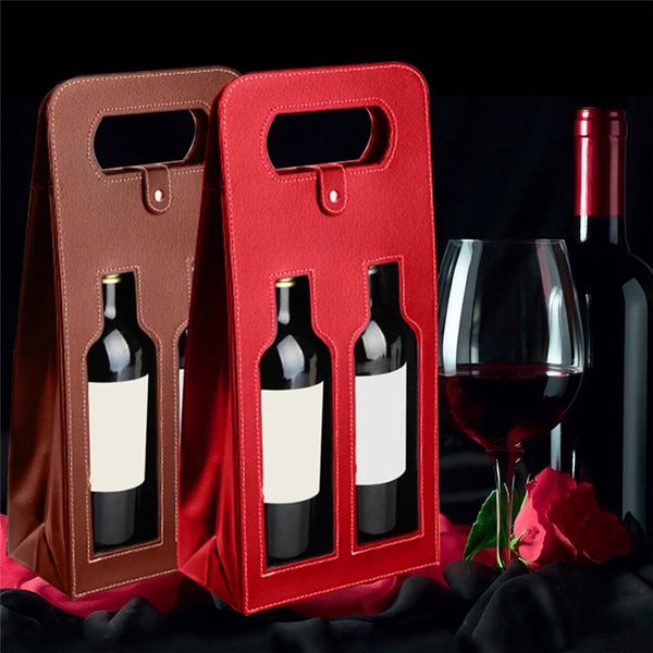 Borse per vino all'ingrosso Confezione regalo per vino rosso di alta qualità con borsa per vino vuota in pelle