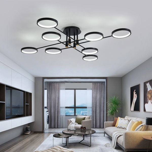 

2021 new light to dining room chandelier modern ceiling nordic black lights led luminaire pflt