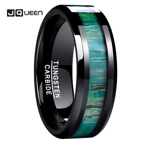 

wedding rings jqueen 8mm classic men's jewelry tungsten steel ring inlaid green striped veneer plane angle party daily anniversary, Slivery;golden