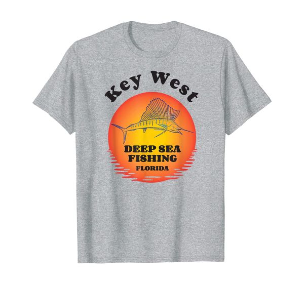 

key west florida deep sea fishing billfish graphic design t-shirt, White;black