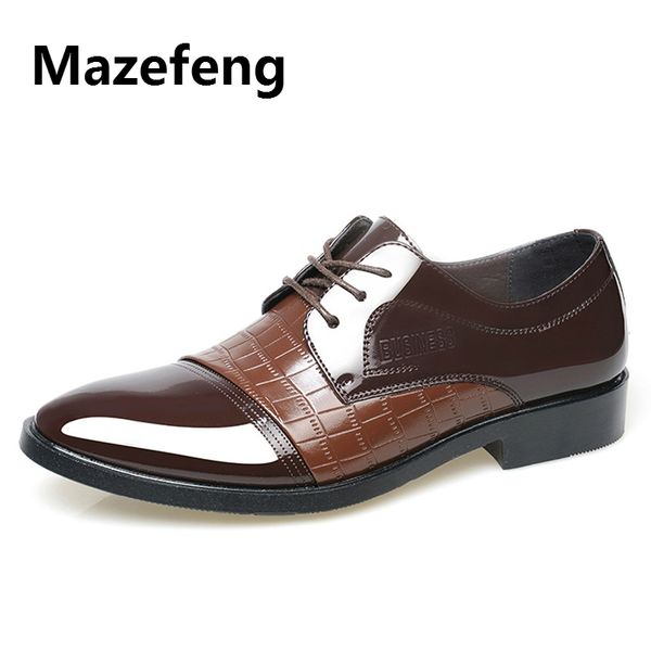 

2019 fashion men dress shoes leather lace-up pointed toe office oxford shoes for men solid black formal wedding shoes, Red;white
