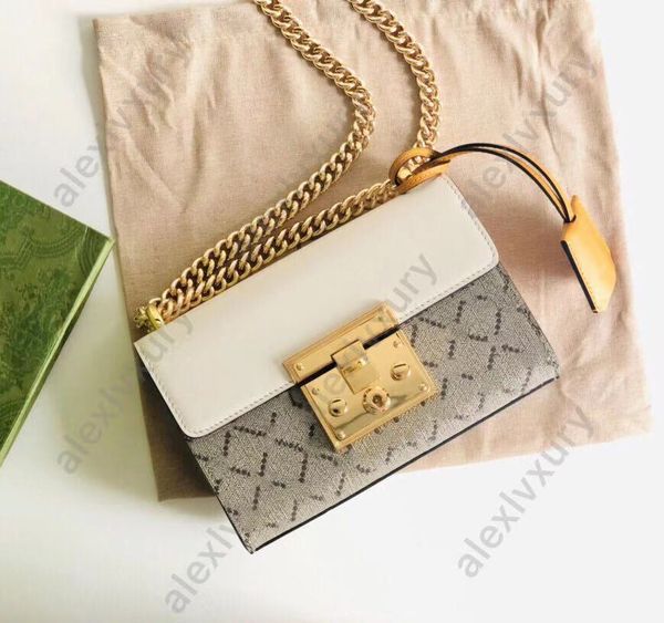 

padlock 409487 small shoulder bag cross body bags coated canvas and leather flip chain purse with gold lock women fashion handbag flap clutc