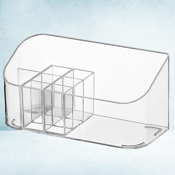 

acrylic transparent cosmetic storage box with moving divided compartment cosmetic container organizer (transparent)