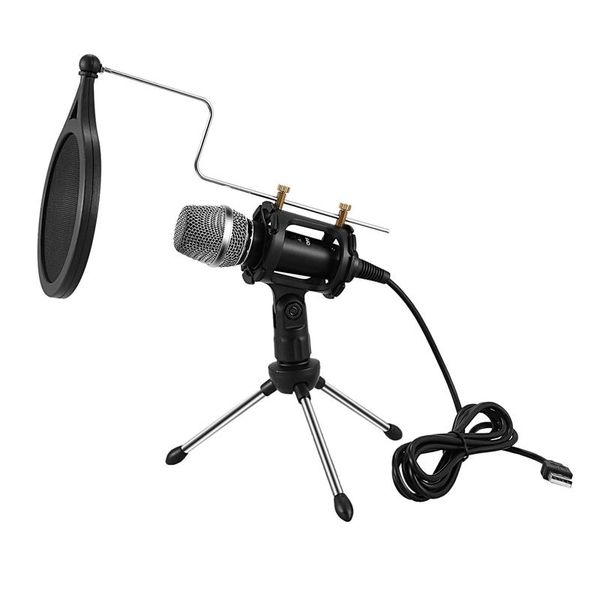 

professional microphone condenser for computer lappc usb plug+stand studio podcasting recording microfone karaoke mic