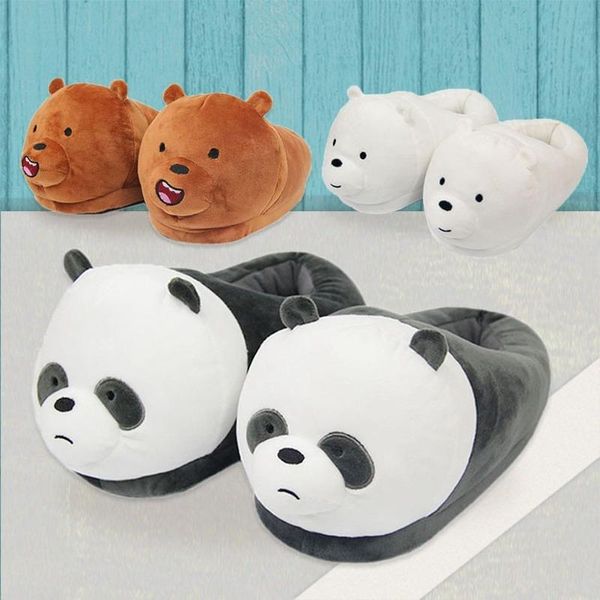 

slippers cartoon cute cotton bag with to keep warm plush in winter, Black