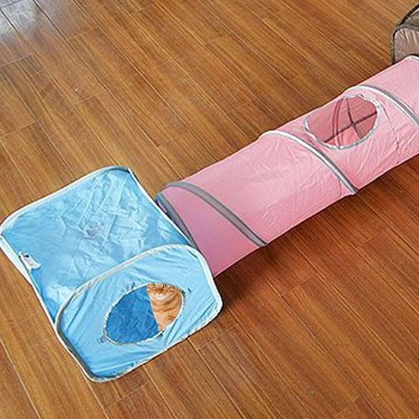 

cat toys square shape pet play cube collapsible tunnel non-woven toy