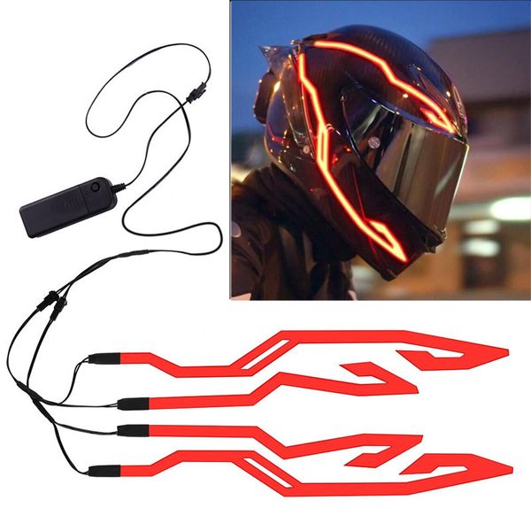 Motorcycle Helmet Sticker Capacetes Luz tira moto piscando LED Bar noite Equitação luzes de sinalização 4 modos decoração adesivos moto peças