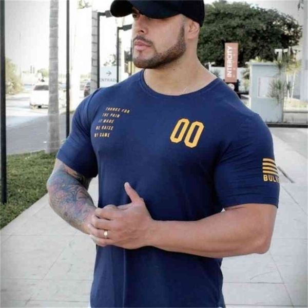 

plain clothing fitness t shirt men o-neck t-shirt cotton bodybuilding tee shirts gyms tshirt homme 210716, White;black