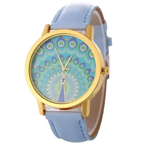 

wristwatches fashion womens watch girls casual cute peacock leather band quartz wrist watches female clocks montre femme relogio feminino, Slivery;brown