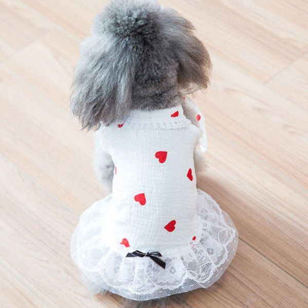 

dog apparel pet printed princess dress cotton breathable mesh cat cute puppy clothing chihuahua spring summer