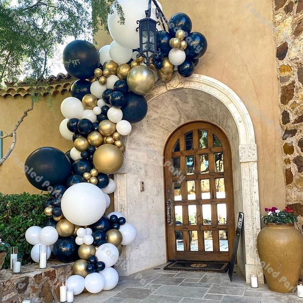 

134pcs matte navy blue balloon arch garland white helium chrome gold globos wedding birthday baby shower party decor plies