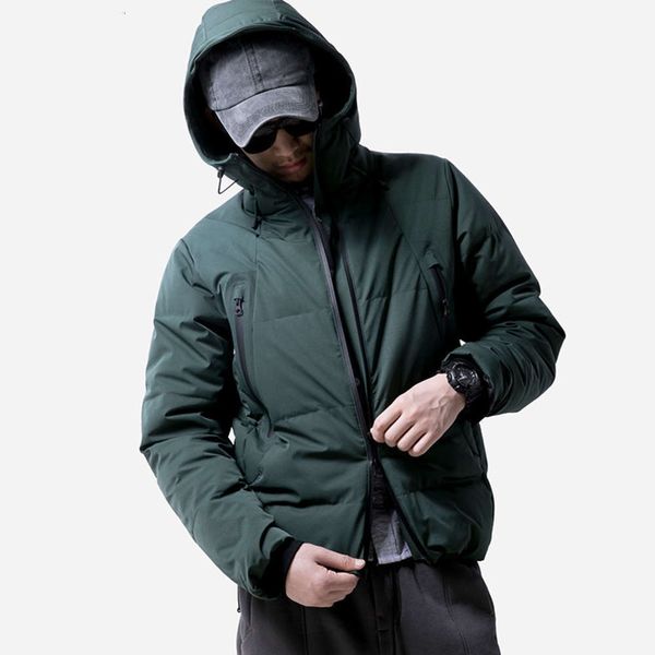 

special price tide brand seamless men's down jacket winter korean version simple hooded thickened short down jacket men's coatwint, Black