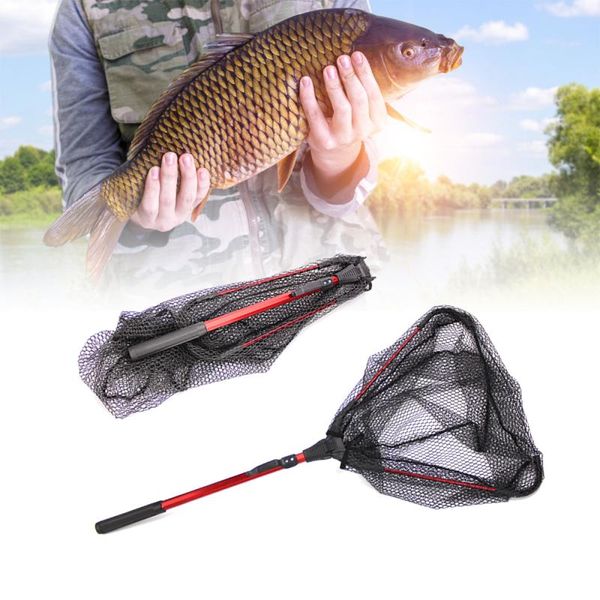 

aluminum alloy 80cm retractable fishing net telescoping foldable quick drying dip net fishing hand pocket accessorie