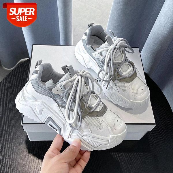 

women platform chunky sneakers 5cm high lace-up casual vulcanize shoes luxury designer old dad female fashion sneakers 2020 #cn7d