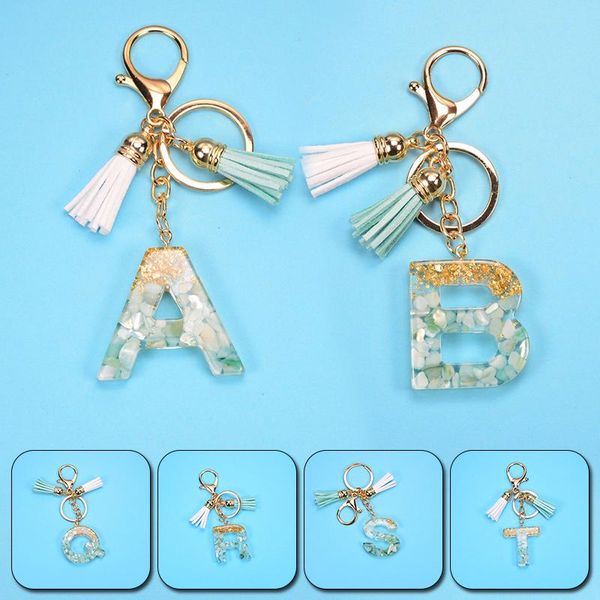 

keychains cute acrylic 26 english letters tassel alphabet crystal key chain ring car bag pendent keyring for women charm gift, Silver