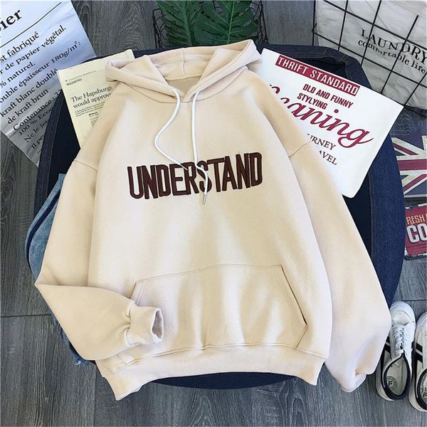 

hoodies women letter print sweatshirts women harajuku hoody female autumn winter fleece hoodies oversized sweatshirt female, Black