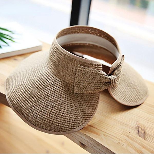 

wide brim hats 2021 women summer visors hat foldable sun large beach straw chapeau femme uv protection cap, Blue;gray