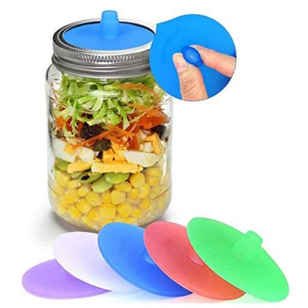 

kitchen storage & organization 5pcs/set jar lid silicone bottle opening pad food container cover with steel loop supplies