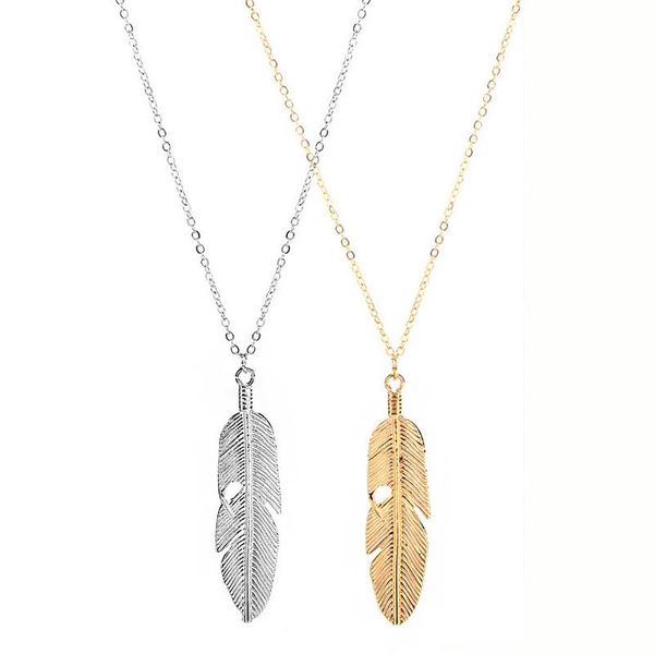 

pendant necklaces charming lady feather choker necklace elegant women's wedding party jewelry fashion year gift accessories, Silver