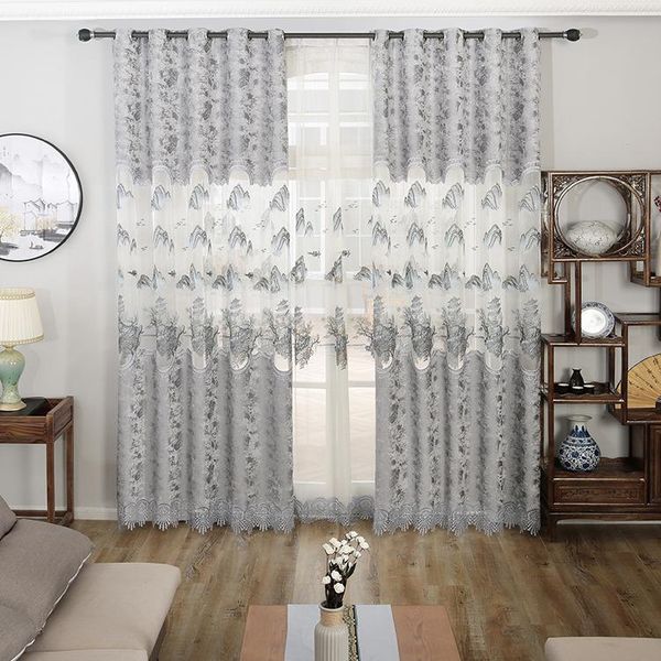 

new chinese style chenille embroidered blackout curtains for living room bedroom