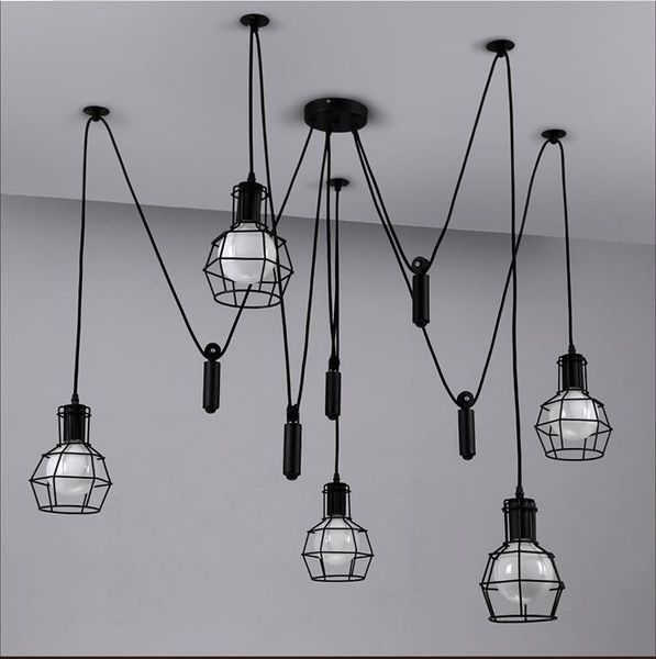 

pendant lamps american country retro loft iron light pulley cage industrial art kitchen dining room hanging lighting lamp ing