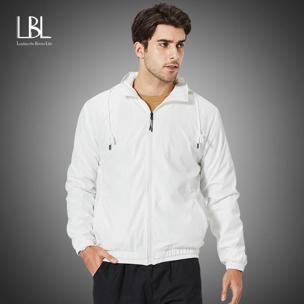 

lbl mens jackets zipper hoodies windbreaker men casual hooded jackets 2021 autumn tracksuit streetwear bomber thin coat slim fit, Black;brown