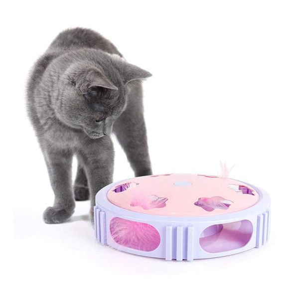 

cat toys funny interactive pet electric rotating play teaser plate mice catch toy playing exercise