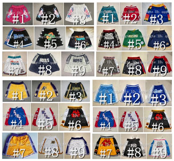 Billige Männer Team Basketball Shorts Just Don Short mit Pocket Reißverschluss Hip Pop Sport tragen Panteball Baseball Pink Panth Mia Mi Mi Tune Squad Ofb Flint