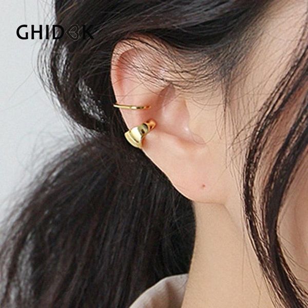

clip-on & screw back ghidbk minimalist 925 sterling silver wide ring clips earring handmade chunky statement ear cuffs thick clip on