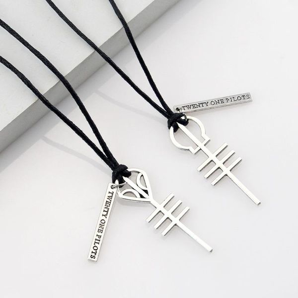 

pendant necklaces fashion rock band skeleton pendants cord bff friends necklace punk men women music hip hop jewelry gift, Silver