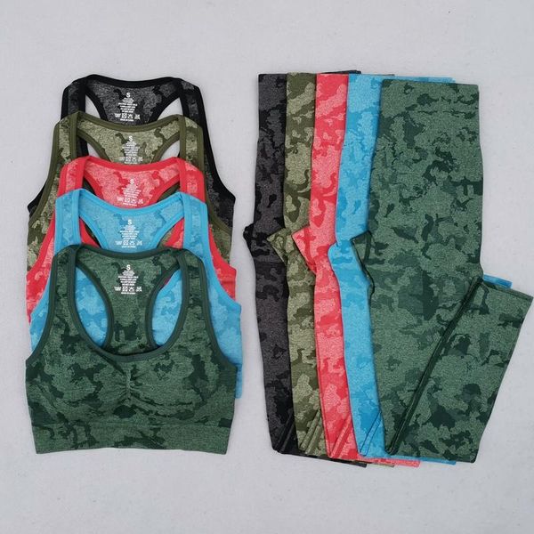 

yoga outfit 2 piece sportswear adapt camo gym set athletic wear seamless sets women workout clothes leggings racerback sports bra suits