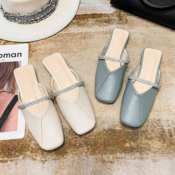 

slippers for women to wear summer baotou half slippers 3ihp, Black