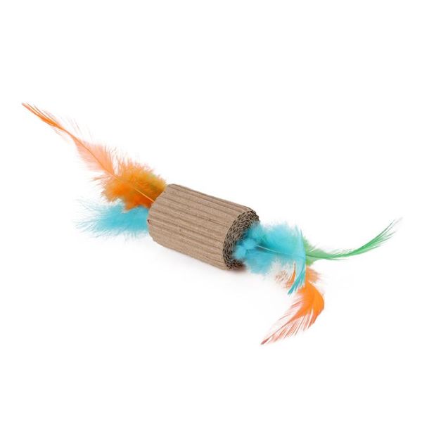 

cat toys corrugated paper feather fun colorful pet claw grinding kitten supplies (wooden pile shape)