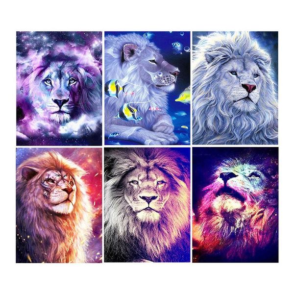 

diy digital painting lion animal oil painting hand acrylic home decoration