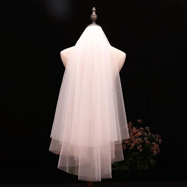

bridal veils simple 2-layer wedding dresses with comb accessories vail marriage, Black