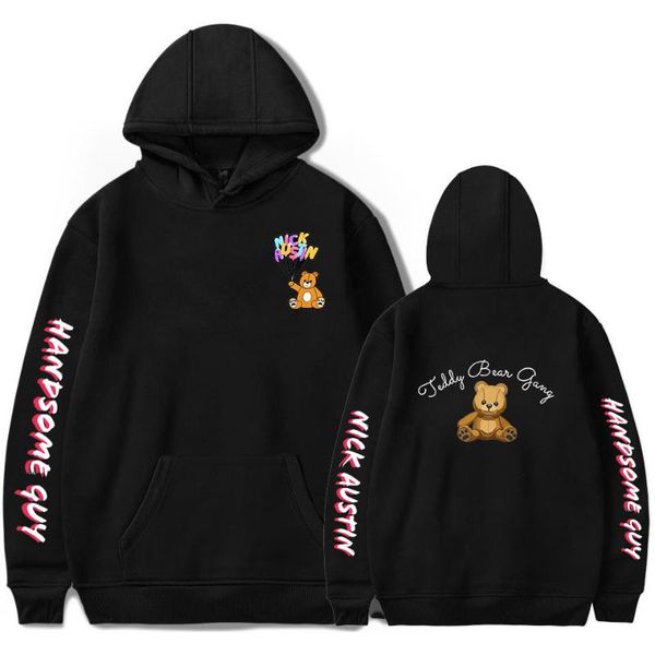 

men's hoodies & sweatshirts trendy nick austin puff teddy bear printed men/women youthful sweatshirt adult/child leisure pullovers, Black