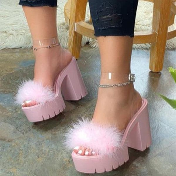 

woman sandals elastic band ladies transparent pumps women slip-on high heels women's casual heels female shoes plus size, Black
