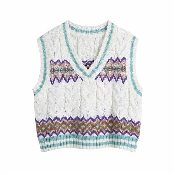 

streetwear women striped sweaters vest fashion ladies v-neck knitted tanks causal female chic twist pullovers 210527, Black;white