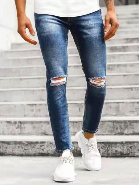 

men washed ripped skinny jeans e0fo#, Blue