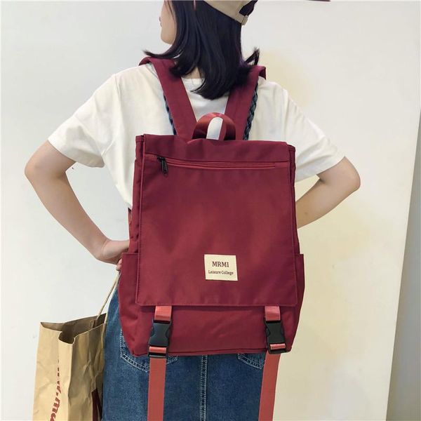 

backpack college style labeling literary girl big cover girlfriends couple student schoolbag solid color casual