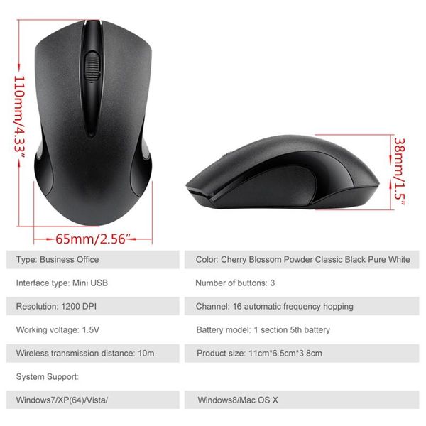 

q2 1200dpi 2.4g wireless mouse silent mute usb rechargeable mice for lappc w8ed